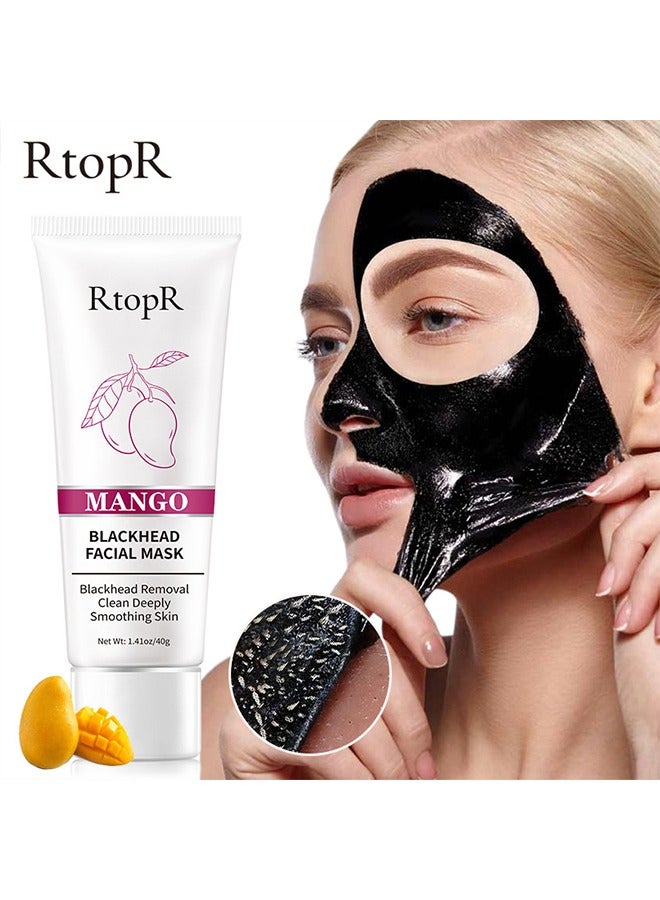 آر توب آر مانجو قناع الوجه البثرة - إزالة البشرة النظيفة المنعمة بعمق للوجه قناع الوجه بالفحم الأسود ، مزيل الرؤوس السوداء شريط مسام الأنف لجميع أنواع البشرة 40 جرام - Image 1