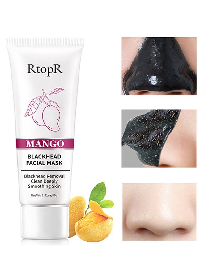 آر توب آر مانجو قناع الوجه البثرة - إزالة البشرة النظيفة المنعمة بعمق للوجه قناع الوجه بالفحم الأسود ، مزيل الرؤوس السوداء شريط مسام الأنف لجميع أنواع البشرة 40 جرام - Image 2