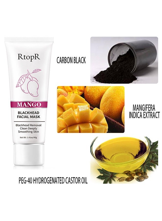 آر توب آر مانجو قناع الوجه البثرة - إزالة البشرة النظيفة المنعمة بعمق للوجه قناع الوجه بالفحم الأسود ، مزيل الرؤوس السوداء شريط مسام الأنف لجميع أنواع البشرة 40 جرام - Image 3