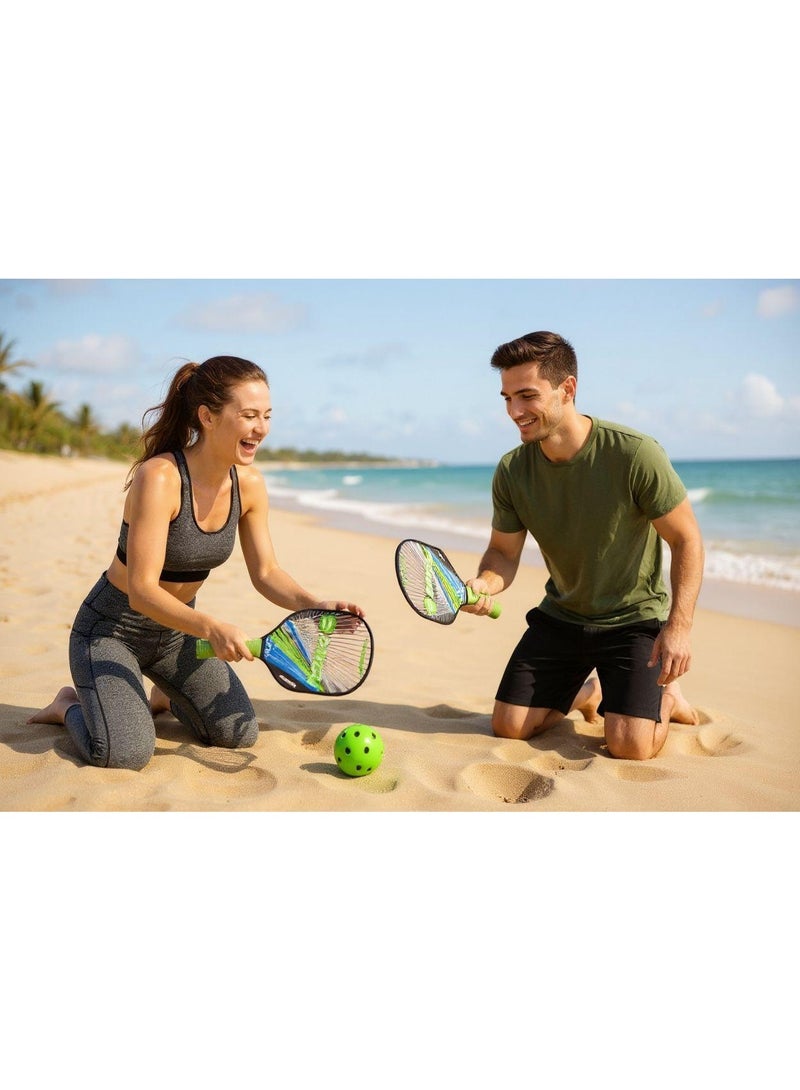 Dingli Pickleball Paddle Set for Beach & Seaside, 2 Paddles with 4 Balls, Lightweight Design with Comfortable Grip Handles for Outdoor Fun, Parks, Courts & Recreational Play - Image 4