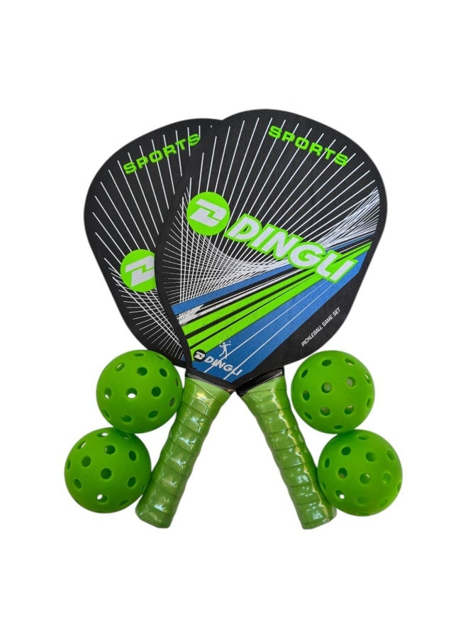 Dingli Pickleball Paddle Set for Beach & Seaside, 2 Paddles with 4 Balls, Lightweight Design with Comfortable Grip Handles for Outdoor Fun, Parks, Courts & Recreational Play - Image 2