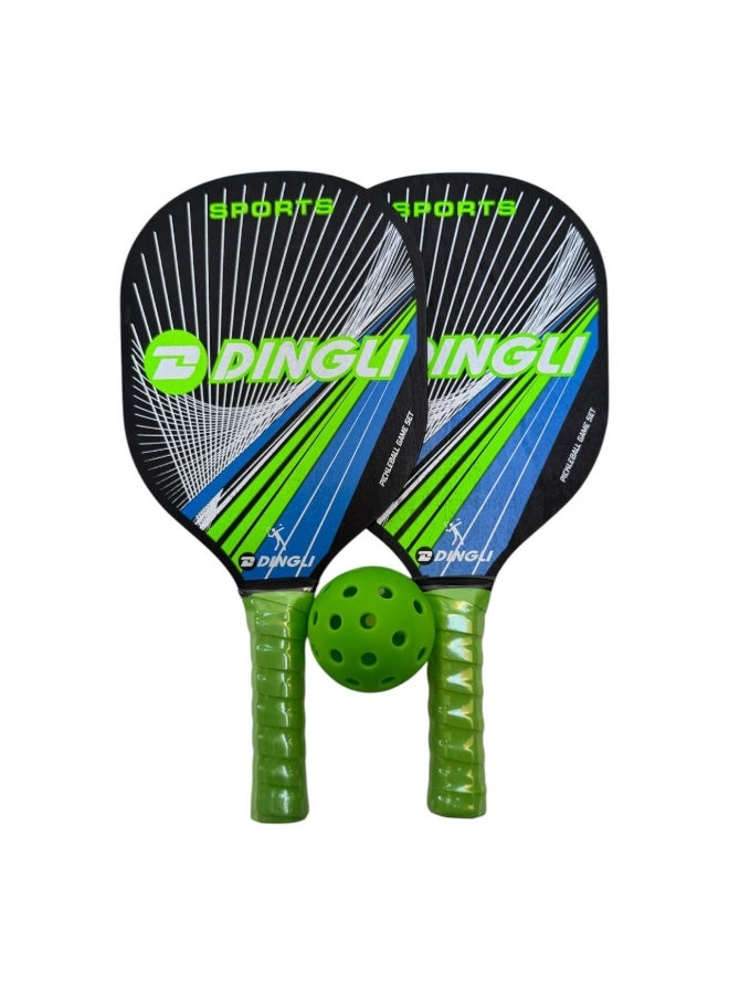 Dingli Pickleball Paddle Set for Beach & Seaside, 2 Paddles with 4 Balls, Lightweight Design with Comfortable Grip Handles for Outdoor Fun, Parks, Courts & Recreational Play - Image 1