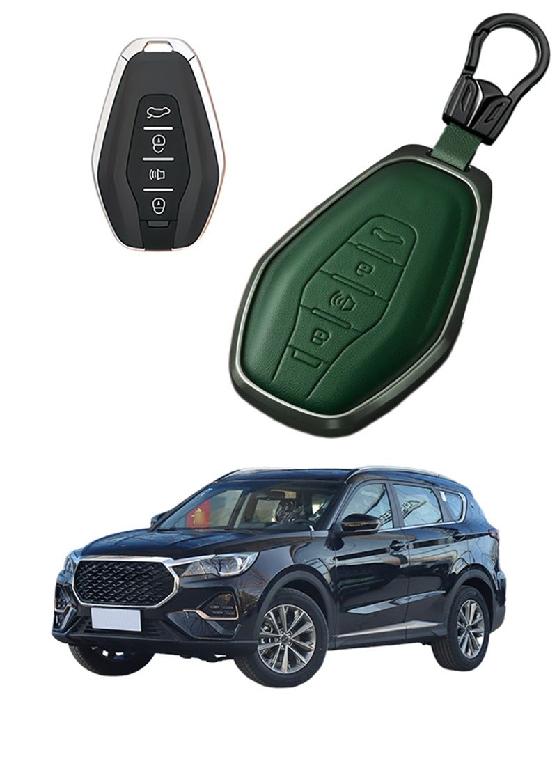 Car key cover, suitable for Jetour X70Plus, perfectly wraps car keys, high-end, drop-resistant, material: first layer cowhide, aluminum alloy. goodcar - Image 1