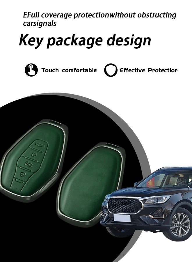 Car key cover, suitable for Jetour X70Plus, perfectly wraps car keys, high-end, drop-resistant, material: first layer cowhide, aluminum alloy. goodcar - Image 3