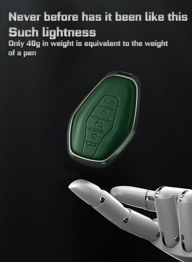 Car key cover, suitable for Jetour X70Plus, perfectly wraps car keys, high-end, drop-resistant, material: first layer cowhide, aluminum alloy. goodcar - Image 2
