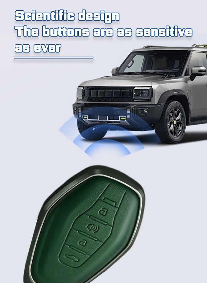 Car key cover, suitable for Jetour X70Plus, perfectly wraps car keys, high-end, drop-resistant, material: first layer cowhide, aluminum alloy. goodcar - Image 5