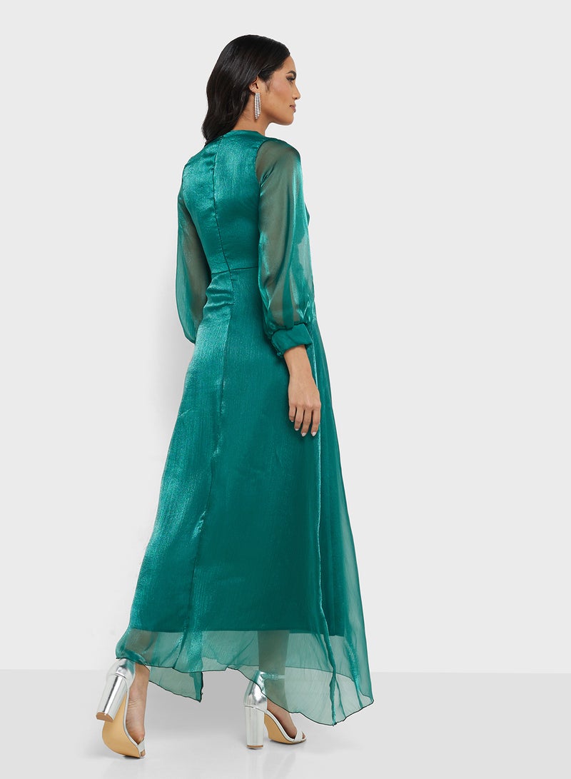 Khizana Emerald Chiffon Gown Dress - Image 2