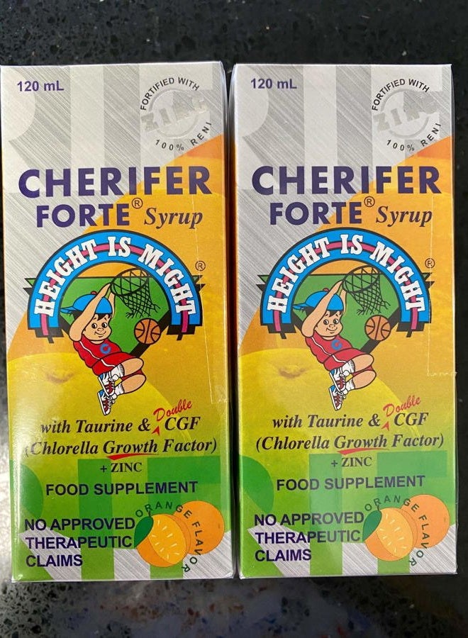 Cherifer شراب فورت، تورين وعامل نمو كلوريلا المزدوج + زنك - 120 مل (عبوة من زجاجتين) - Image 1