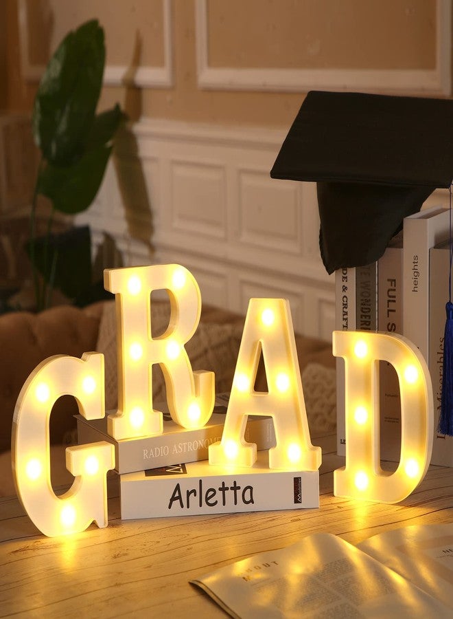 Demissle 4 Graduation Party Decorations 2026 Grad LED Marquee Letters Graduation Table Light Up Sign for Kindergarten Preschool High School College Class of 2026 Grad Party Supplies(White) - Image 1