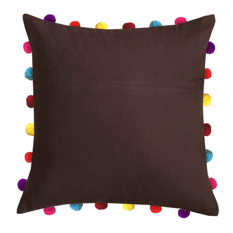 Lushomes Cushion Cover 18x18 Boho Cushion Covers Sofa Pillow Cover Cushion Covers with Tassels Cushion Cover with pom pom 18x18 Inches Set of 5Brown - Image 2