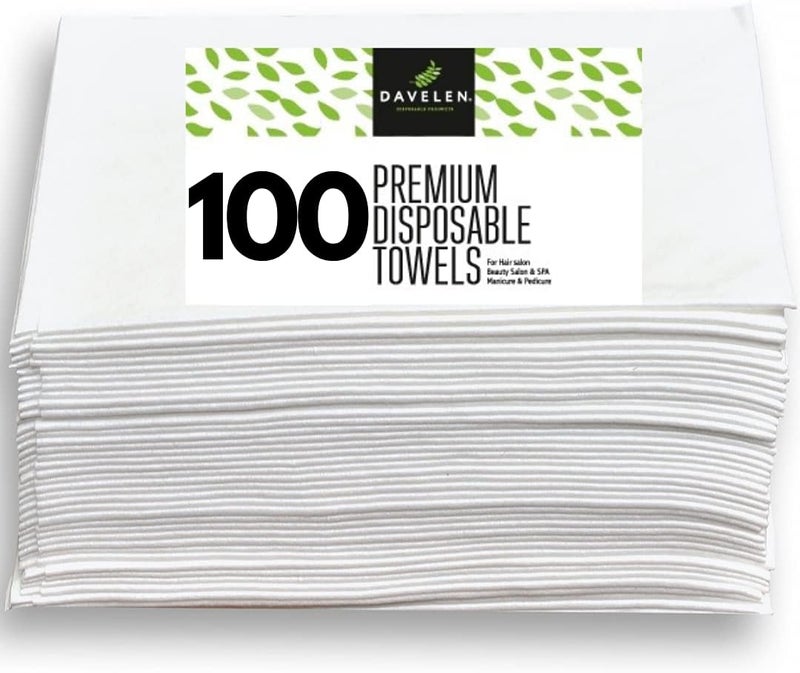 DAVELEN Disposable Large Luxury 100 Towels Spa and Salon Quality Softness for Guests Clients  Hair Face Body Use  100 pcs  Luxurious Comfort Ecofriendly  Towels Size 315 x 15