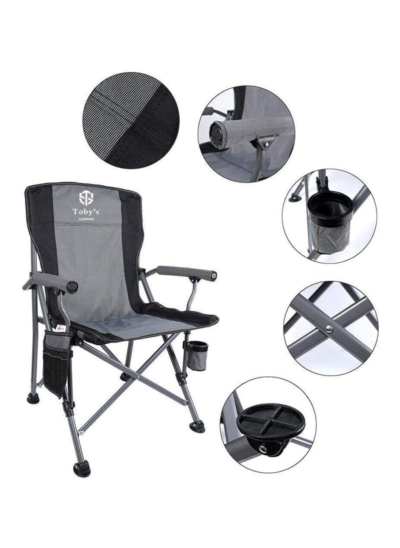 Toby's - Toby's Outdoor Folding Chair Camping Heavy Duty Steel Frame Breathable Mesh Back Padded Armrest Lawn Chairs Folding Portable Camping Chair with Cup Holder - Image 1