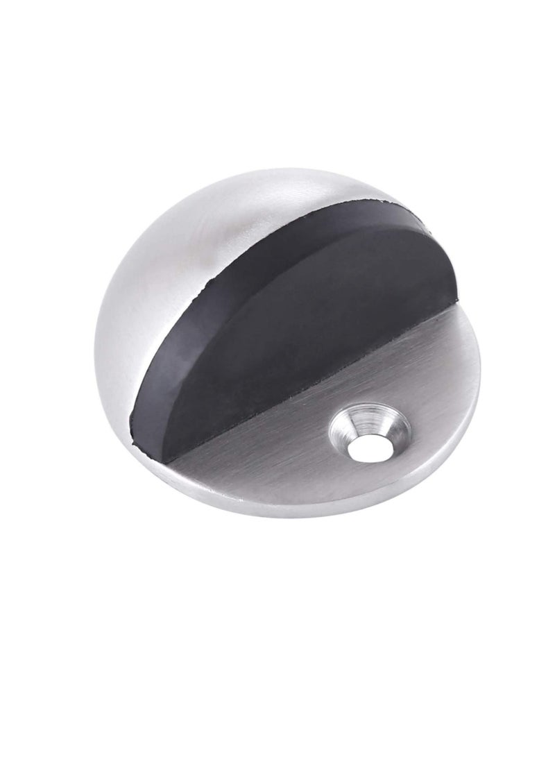MAFRA Half Moon Oval Floor Door Stopper Solid Stainless Steel Door Stop and Rubber Bumper 1 Pcs (Silver) - Image 1