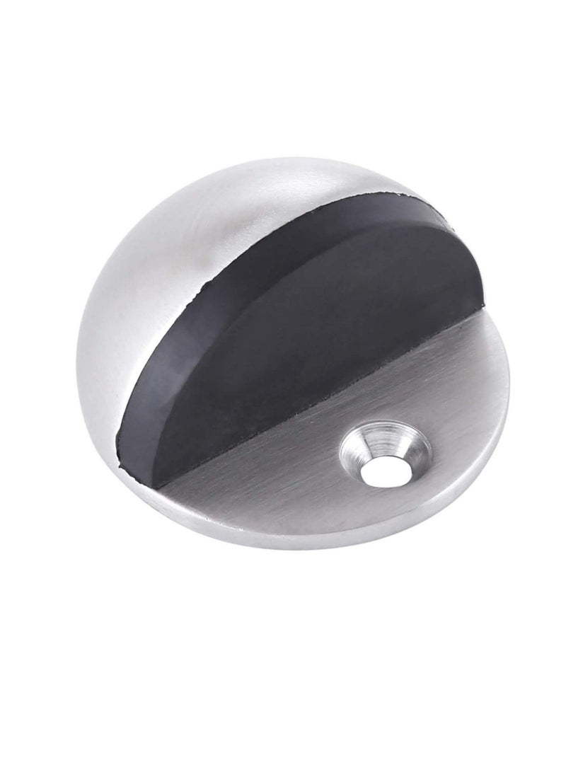 MAFRA Half Moon Oval Floor Door Stopper Solid Stainless Steel Door Stop and Rubber Bumper 1 Pcs (Silver) - Image 3