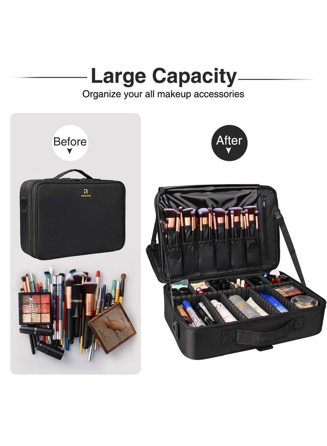 Relavel Travel Makeup Train Case Makeup Cosmetic Case Organizer Portable Artist Storage Bag with Adjustable Dividers for Cosmetics Makeup Brushes Toiletry Jewelry Digital Accessories - Image 1