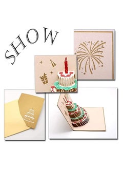 DMG TECH 3D Birthday Card, Folded Greeting Card with 3 Layers Cake, Exquisite Paper Cut Birthday Card Pop Up Cards, Warm Gifts for lover and Friends, 2 pieces  - Image 2