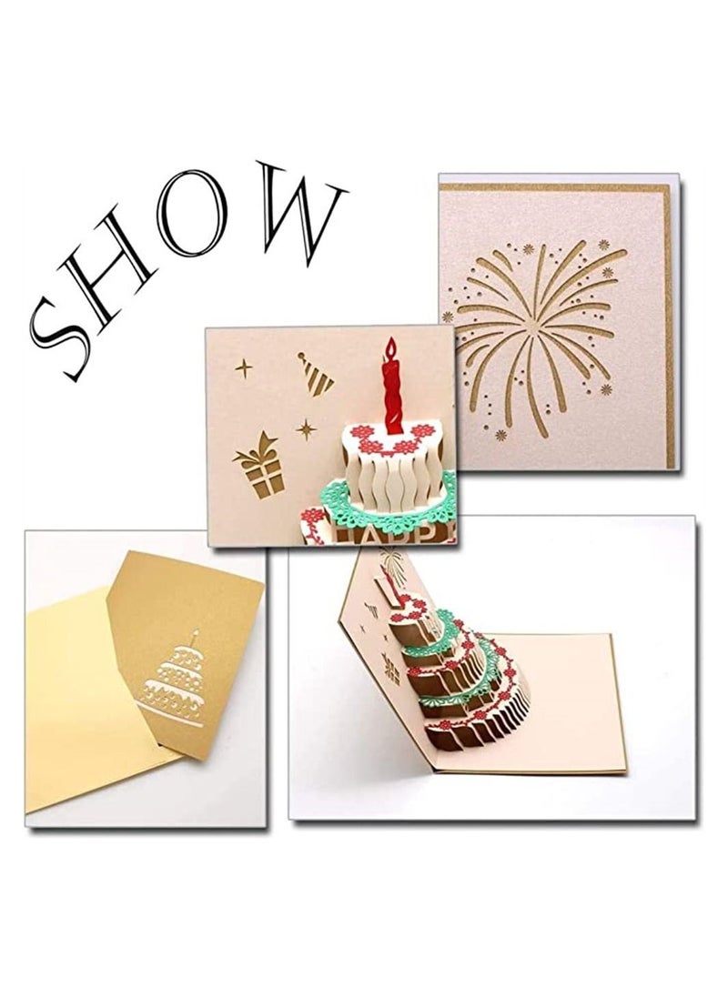 DMG TECH 3D Birthday Card, Folded Greeting Card with 3 Layers Cake, Exquisite Paper Cut Birthday Card Pop Up Cards, Warm Gifts for lover and Friends, 2 pieces  - Image 2