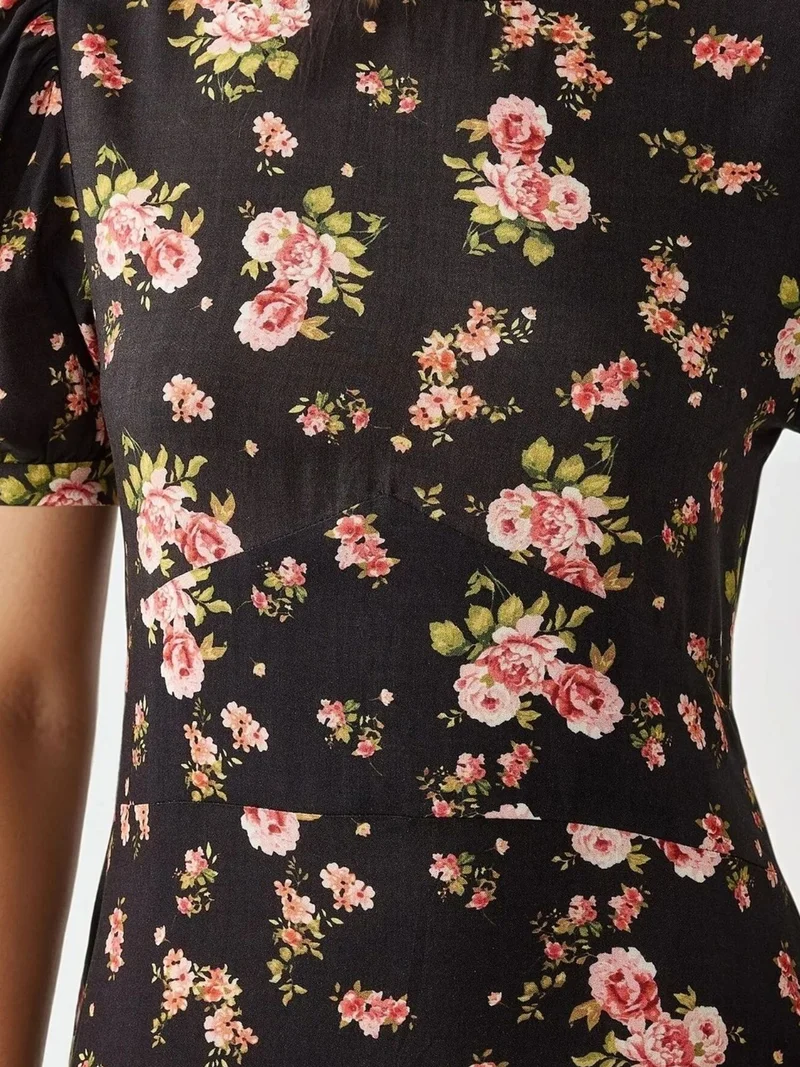 HICCUP Multicolor Floral Crew Neck Midi Dress for Women | Best Price UAE