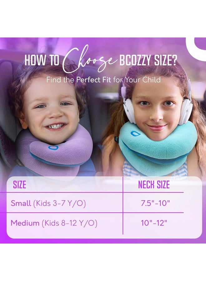 BCOZZY Kids Travel Neck Pillow (3-7 Y/O)- Patented Soft Toddler Pillow for Head & Chin Support in Car Seat, Airplane, and Road Trip Sleeping. Adjustable Size. Washable. Carry Bag. Small, Light Blue - Image 5