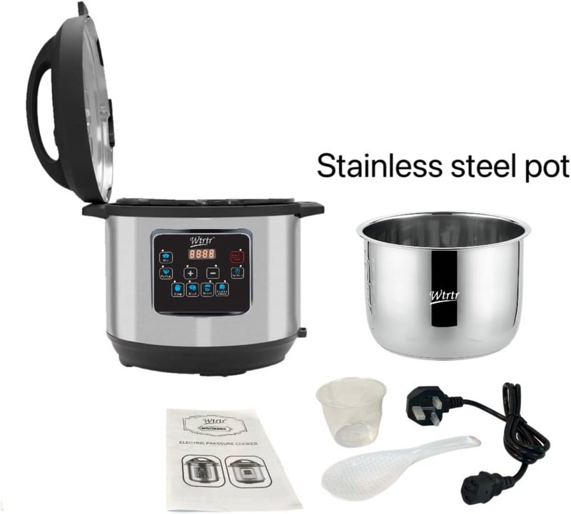 Wtrtr 7 L stainless steel electric pressure cooker, 1500W,Slow, Rice Cooker, Yogurt, Cake Maker,Steamer and Warmer, Silver.egg cooker egg Cooker WTR-7008 - Image 3