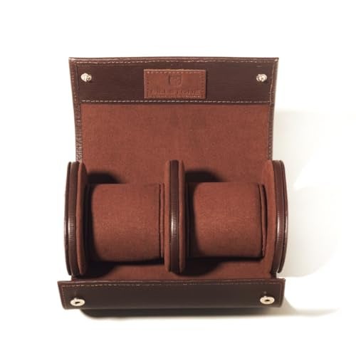 BILLSTONE Voyager 2 Brown Watch Roll Travel Watch Case for 2 Watches Genuine Leather with Velvet Interior - Image 3
