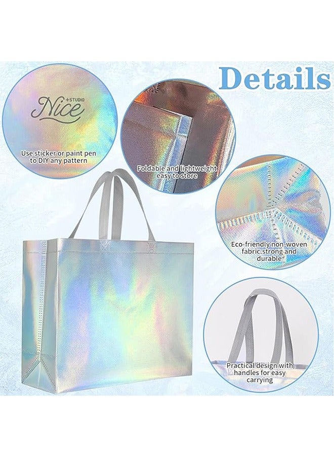 Garlo 6Pcs Reusable Gift Bags,Iridescent Glossy Tote Bags with Handle,Glossy Finish Grocery Bag,Non-woven Shopping Bags,Foldable Bridesmaids Bags Gift Bags for Women Bridesmaid Wedding Birthday Party - Image 4