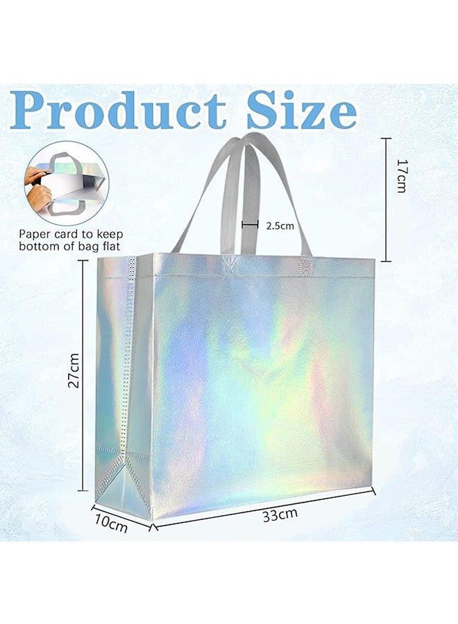 Garlo 6Pcs Reusable Gift Bags,Iridescent Glossy Tote Bags with Handle,Glossy Finish Grocery Bag,Non-woven Shopping Bags,Foldable Bridesmaids Bags Gift Bags for Women Bridesmaid Wedding Birthday Party - Image 3