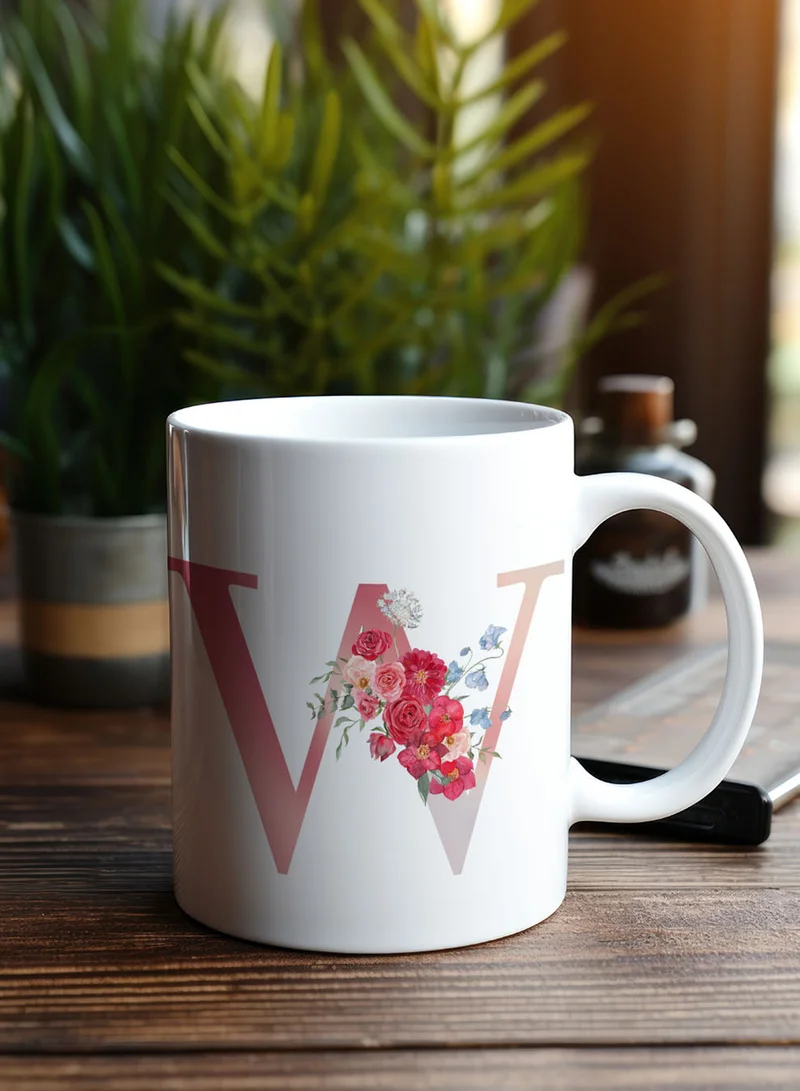 LOWHA 11 oz Ceramic Mug with Letter W Design on Both Sides