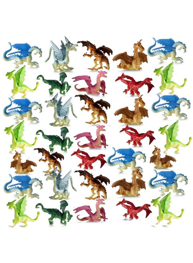 Bedwina Mini Dragon Toy Figures (Pack Of 36) 2 Inch Plastic Rubbery Dragon Figurines In Assorted Colors And Styles Kids Toys For Birthday Party Favors Decorations Cupcake Toppers And Piñatas - Image 5