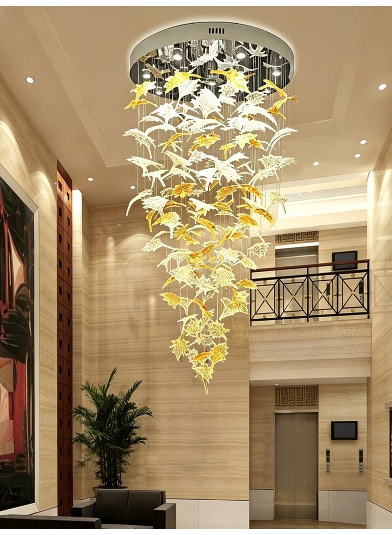 ثريا LED بتصميم طائر محلق كبير، مصباح سقف متدلٍ فاخر باللون الذهبي للمداخل والسلالم وردهات الفيلات - Image 2