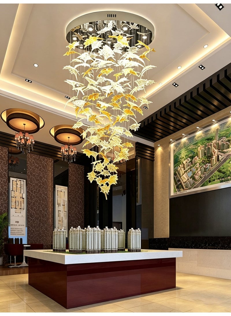 ثريا LED بتصميم طائر محلق كبير، مصباح سقف متدلٍ فاخر باللون الذهبي للمداخل والسلالم وردهات الفيلات - Image 4