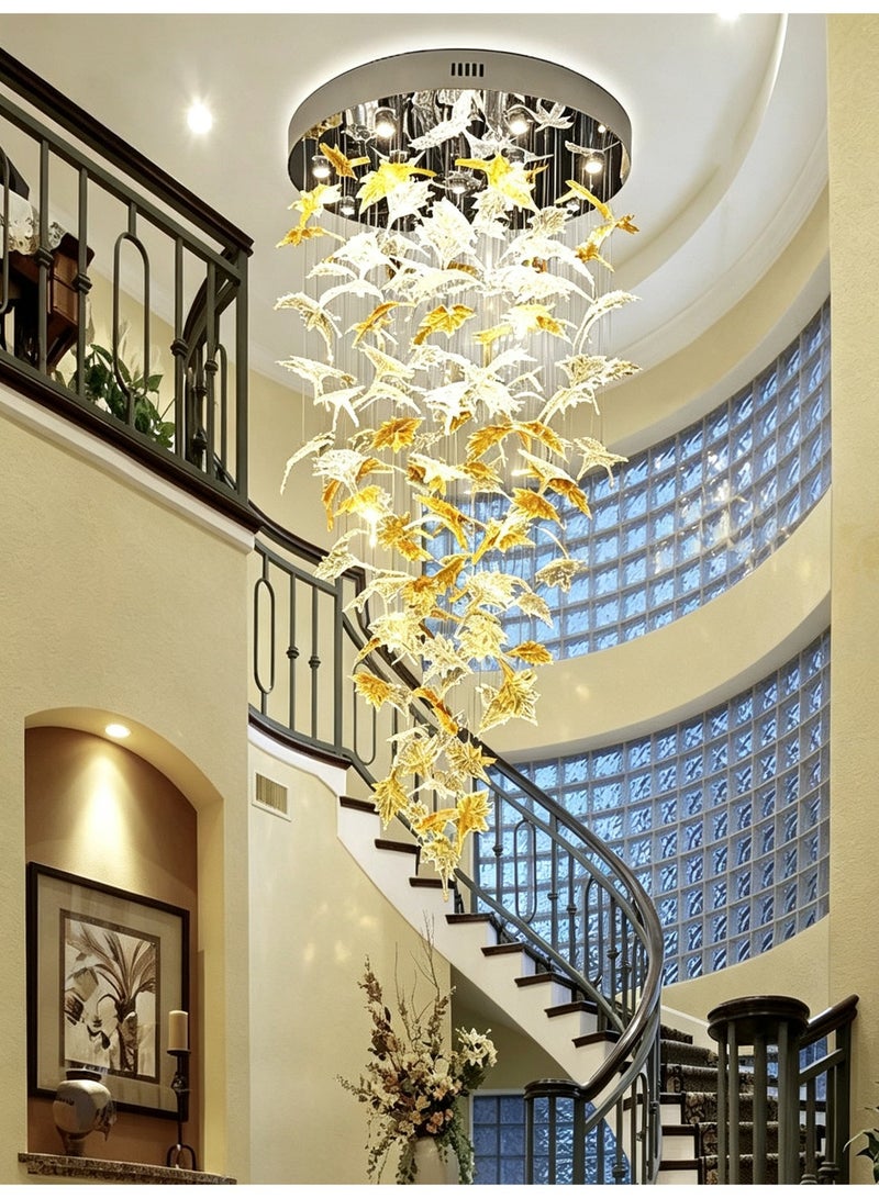 ثريا LED بتصميم طائر محلق كبير، مصباح سقف متدلٍ فاخر باللون الذهبي للمداخل والسلالم وردهات الفيلات - Image 1