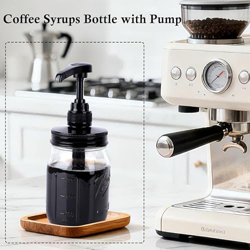 GLUKIEWT Glass Mason Syrup Sauce Bottle With Dispenser Pump 16 Oz Mason Jar Honey Coffee Syrup Condiment Ketchup Container Food Grade Airtight & Leak-Proof -2 set - Image 4
