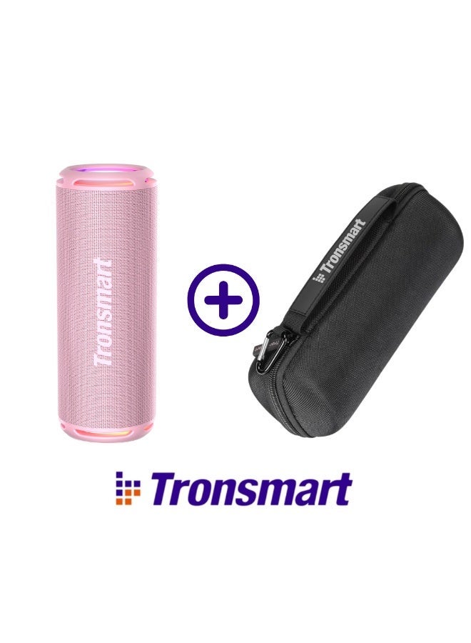 ترونسمارت مكبر صوت ترونسمارت T7 لايت المحمول للاستخدام الخارجي بقوة 24 واط، صوت ستيريو بقوة 24 واط مع جهير عميق، بلوتوث 5.3، مقاوم للماء بتصنيف IPX7، وقت تشغيل يدوم 24 ساعة، معادل صوت مخصص عبر تطبيق، سهل الحمل للغاية - حزمة وردية من ترونسمارت وحقيبة سفر صلبة لمكبر الصوت T7 لايت المحمول بتقنية البلوتوث (الحقيبة فقط) - حقيبة حمل من مادة إي في إيه بريميوم بحماية فائقة. - Image 1