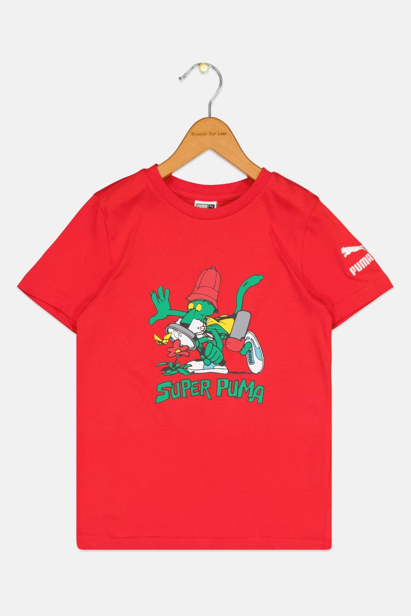 PUMA Kids Boy Crew Neck Short Sleeves Outdoor T-Shirt, Red - Image 1