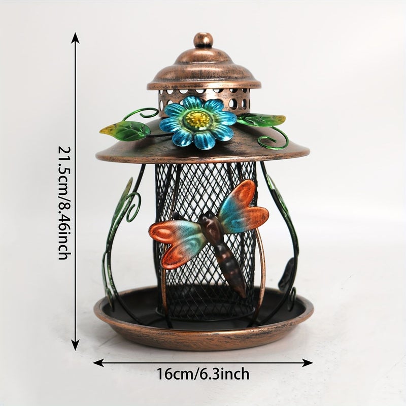 Iron Mesh Bird Feeder Dragonfly Decor with Hooks for Outdoor Garden Patio - Image 3