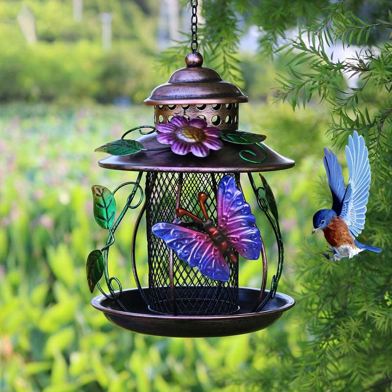 Iron Mesh Bird Feeder Dragonfly Decor with Hooks for Outdoor Garden Patio - Image 2