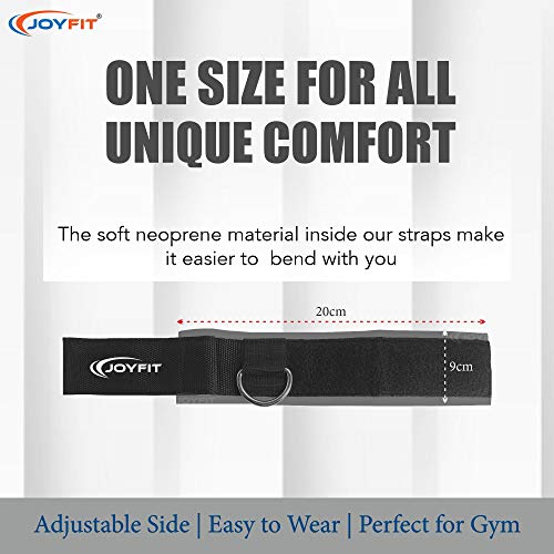 Joyfit Ankle Straps- with D Rings for Cable Machine, Kickbacks, Glute Workouts, Leg Extensions, Curls & Hip Abductors with Padded Neoprene Support, Ideal for Men & Women [Pair] - Image 3