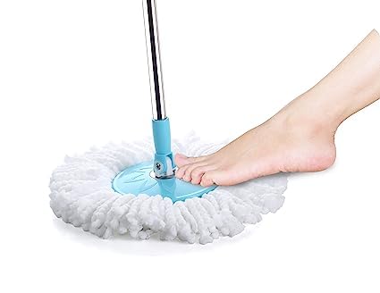 NOBILEA Spin Bucket Mop Stainless Steel Rod Set Spare Mop Rod Stick with Microfiber Refill for Easy Home and Bathroom Floor Cleaning - Image 2