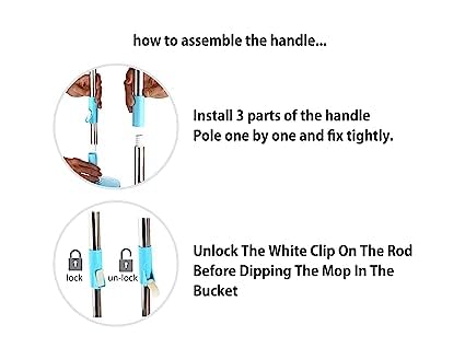 NOBILEA Spin Bucket Mop Stainless Steel Rod Set Spare Mop Rod Stick with Microfiber Refill for Easy Home and Bathroom Floor Cleaning - Image 5