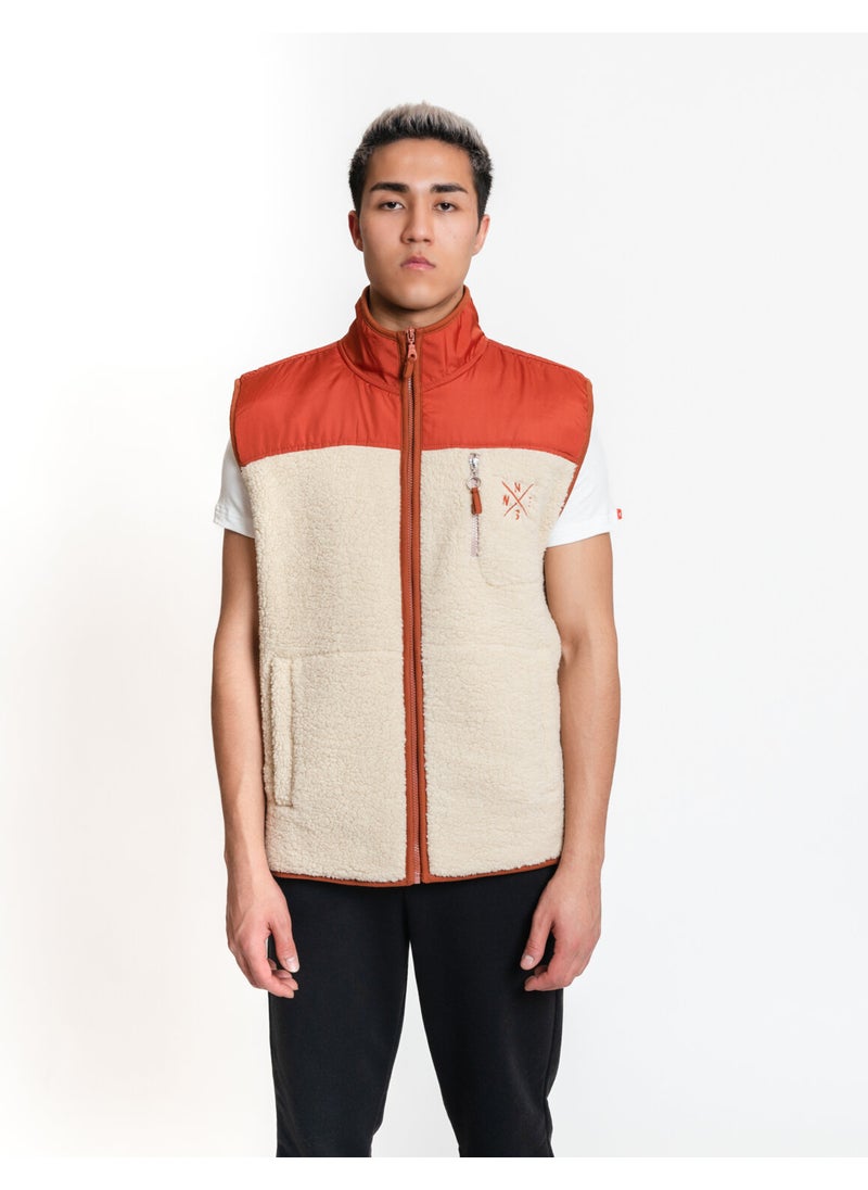 Luo Camp Plush Gilet 01 - Cream/brick Men's Vest  - Image 1