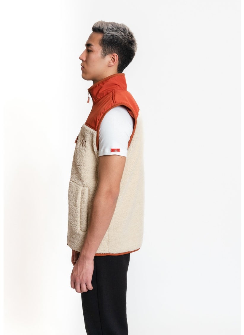 Luo Camp Plush Gilet 01 - Cream/brick Men's Vest  - Image 3