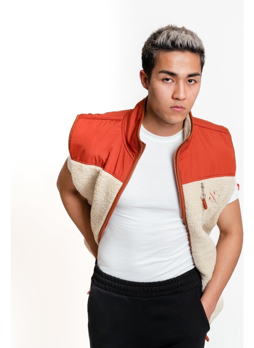 Luo Camp Plush Gilet 01 - Cream/brick Men's Vest  - Image 4