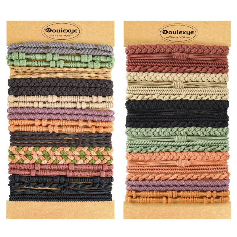 Bouiexye Hair Ties for Women  48PCS Boho Hair Accessories 6 Styles Hair Tie Bracelets 14 Colors NonDamaging Hair Ties for Thick Hair