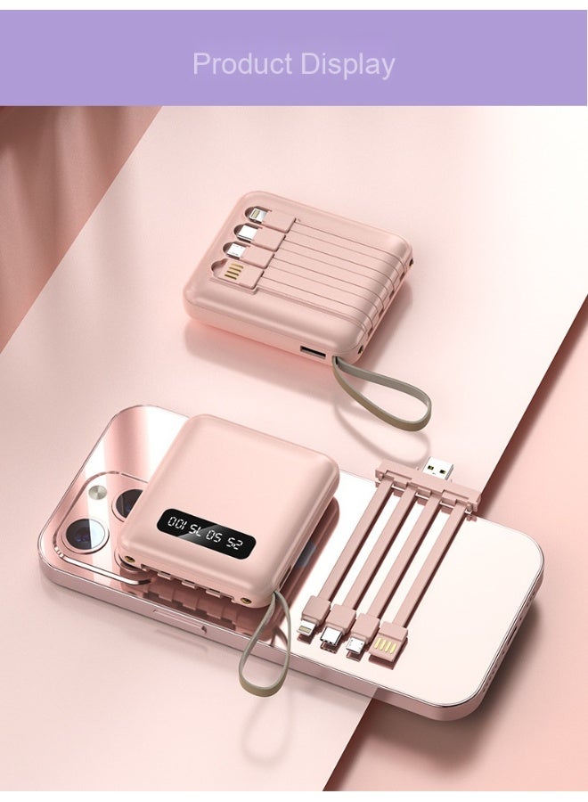 10,000mAh Power Bank with LED Display, Built-in Cable, High Capacity Mini Portable Charger - Image 1