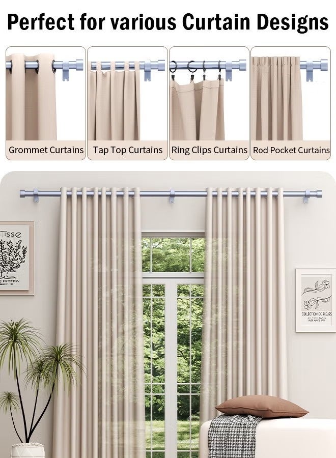 Beauenty Curtain Rods Extendable Curtain Poles with Brackets Fitting Set 25mm Curtain Poles for Bedroom Living Room Outdoor - Image 4