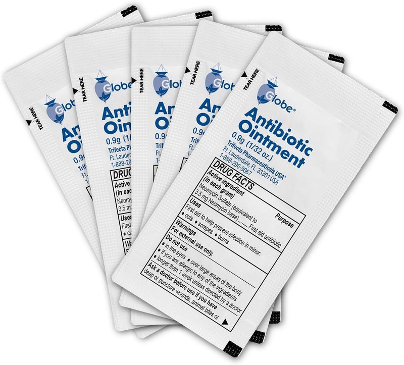 Globe غلوبي 10 عبوات مرهم مضاد حيوي للإسعافات الأولية 09غ عبوة واحدة مجموعة الإسعافات الأولية للخدوش والجروح والقطع والحروق يمنع العدوى حجم السفر - Image 5