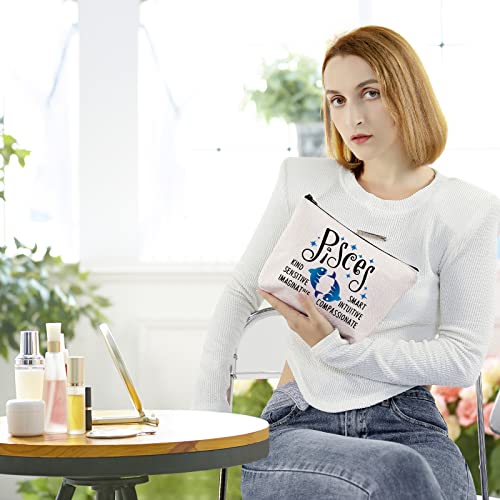 BLUPARK Zodiac Sign Cosmetic Bag Horoscope Makeup Bag 12 Constellation Birthday Gift for Astrology Lover (Pisces) - Image 4