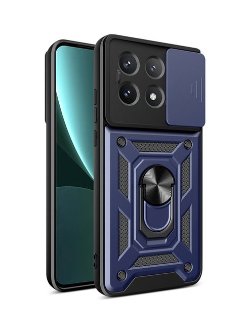 Xiaomi Redmi Note 13 4G Mobile Phone Case Cover, Slide Camera Lens Cover + 360°Rotating Kickstand Ring + Bumper Shockproof Phone Case