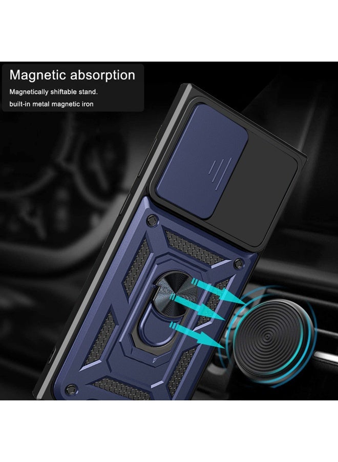 Xiaomi Redmi Note 13 4G Mobile Phone Case Cover, Slide Camera Lens Cover + 360°Rotating Kickstand Ring + Bumper Shockproof Phone Case - Image 2